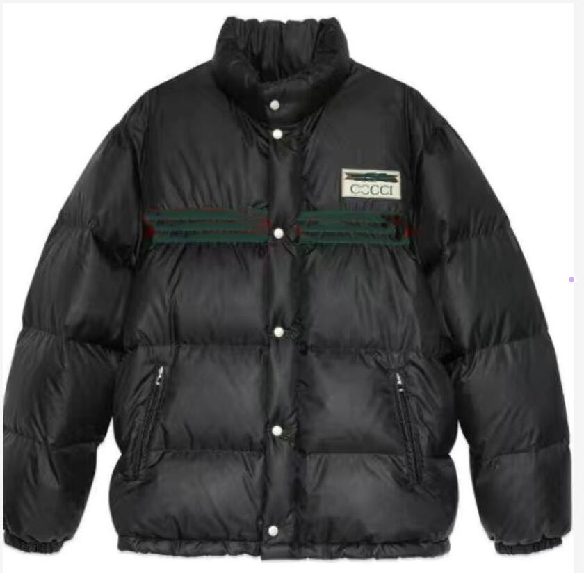 G Designer winter mens womens Down jacket cotton red and blue ribbon printing thickened warm Puffer jackets fashion stand collar Parka coats