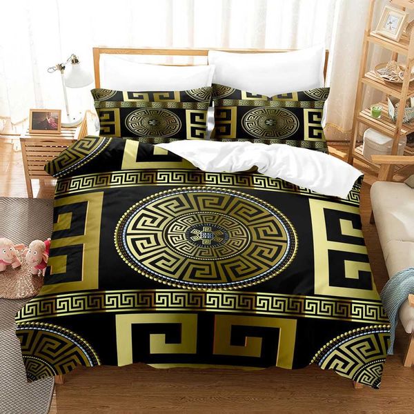 Bedding sets 3 pieces of luxurious black gold bedding new fashion down duvet cover bedding large modern geometric bedding T241125