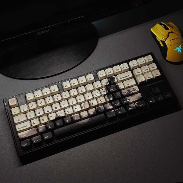 Keyboards Samurai Theme Keycap Set 130key PBT Custom Premium Gradient Keyboard Cap MDA Profile Gaming KeyCap for Mechanical Keyboard Gift y2