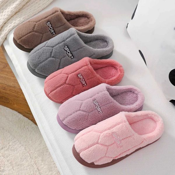 Slipper Winter Warm Plush He Slippers Bedro Cotton Slippers Soft Flip Flops Household Warm Furry Wen Men Shoes Indoor Slippers Z241030