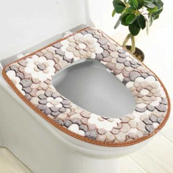 Toilet seat cover flannel winter warm printing thick and comfortable soft toilet seat cushion waterproof household bathroom accessories W241