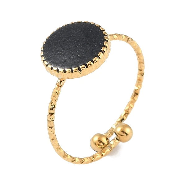 Bagues de manchette plates rondes ouvertes en acier inoxydable 304 avec placage ionique (IP) pour femmes