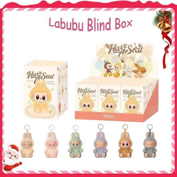 Anime Figure Labubu Blind Box Have A Seat Series Pendant Flocking Model Toy Kaii Monster Keychain Toy Christmas Gift Z250206