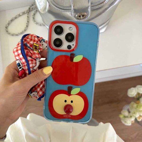 Phone Case Stereo cute red nose fruit cover phone case suitable for iPhone 16 15 14 13 Pro Max shock-absorbing protection phone case N241008