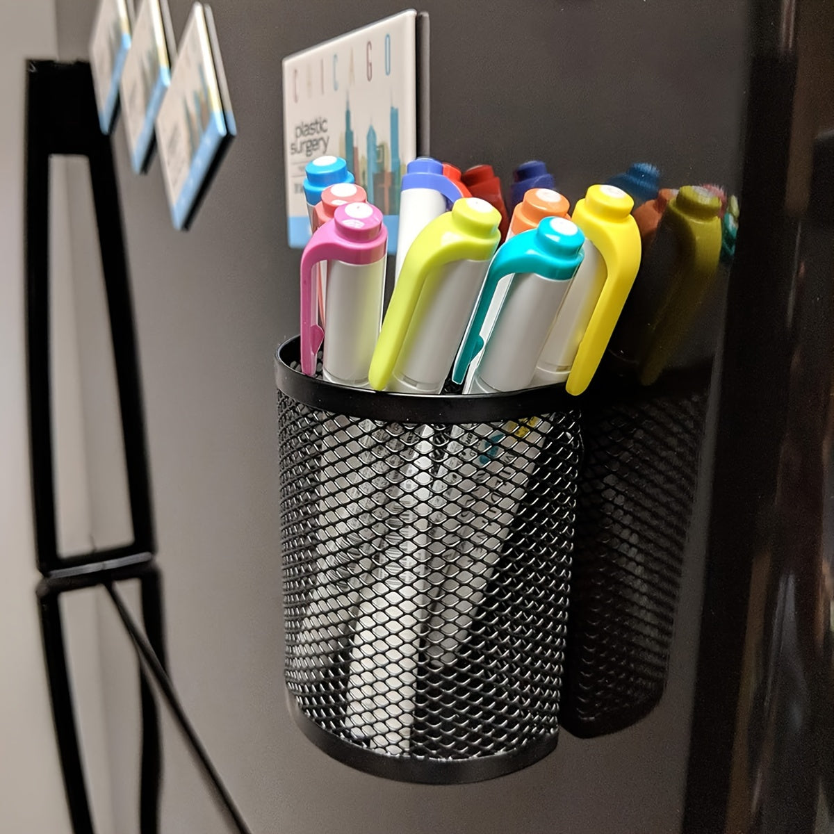 TEMU 1pc Magnetic Iron Storage Basket For Refrigerator - Pen Holder & Organizer For Home And Office, , Storage Box
