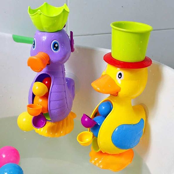 Baby Bath Toys Childrens shower bathtub toy cute yellow duck water wheel toy baby faucet bathroom water spray tool wheel type detachable toy