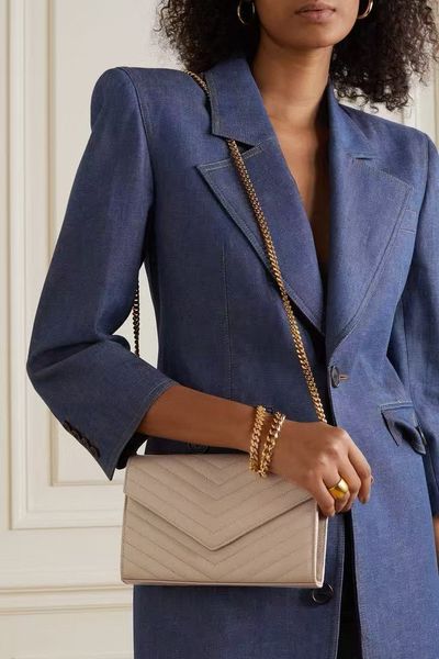 CASSANDRE envelope Grain Leather Chain Wallet Pochette clutch Top quality Designer Bag Shoulder Bag purses delivery within 7 days bag Local