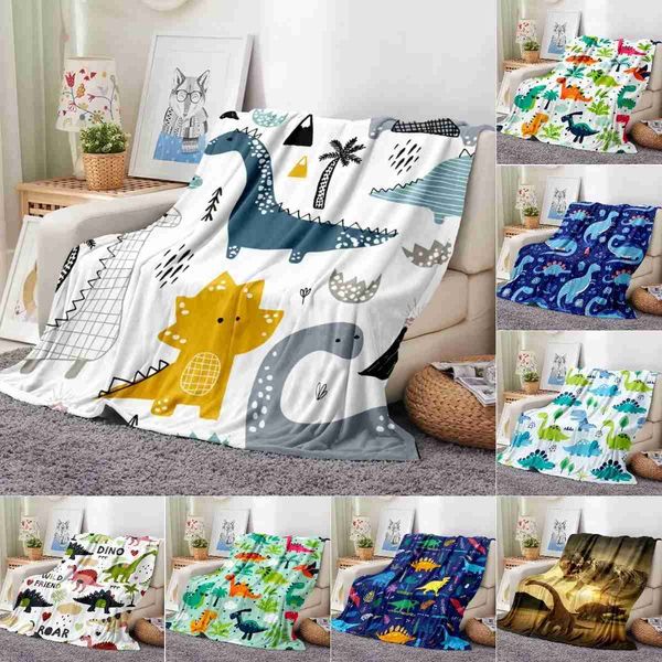 Cartoon Dinosaur Throw Blanket Soft Flannel Blanket for Chair Travelling Camping Kids Adults Bed Couch Cover Winter Queen KingXJ240813