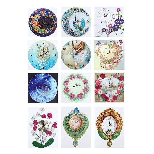 DIY Part Drill Special Shaped Diamond Clock 5D Mosaic Color Painting Kit Diffrent Style For Living Ro Bedro DecorationT250117