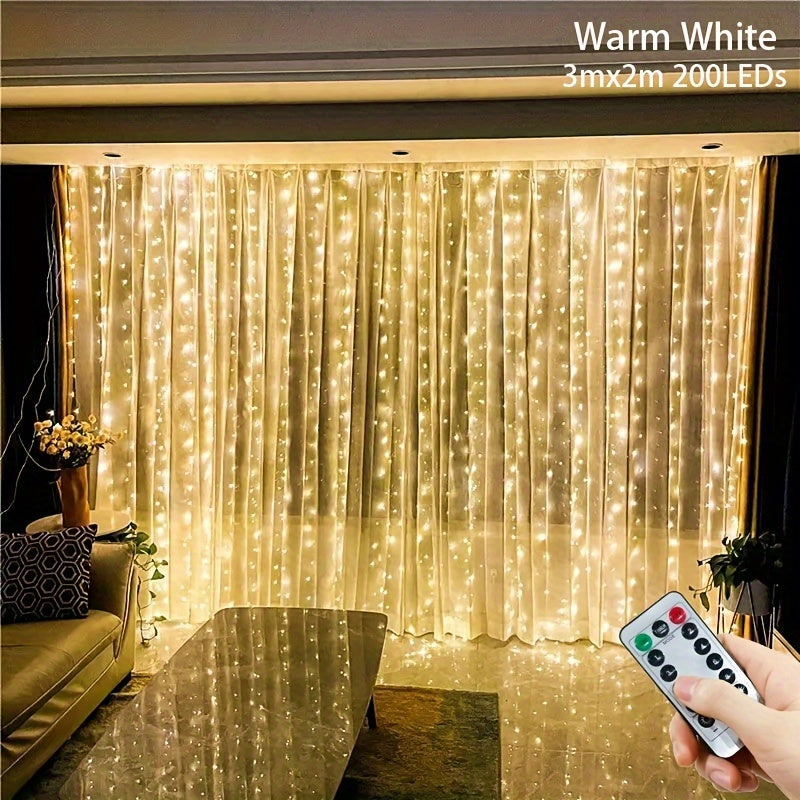 TEMU Led Fairy Lights - Usb Powered Icicle Curtain Lights With Remote Control, 100-200-300-600 Leds, Energy-, Infrared Sensor, Christmas, Parties,