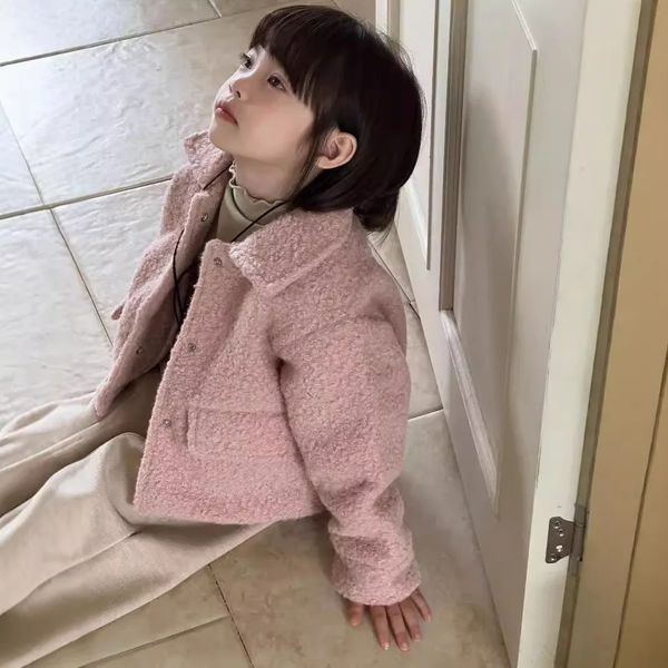 Girls outerwear autumn and winter styles cotton jacket childrens fashionable long sleeved winter clothes thickened clothes 241226