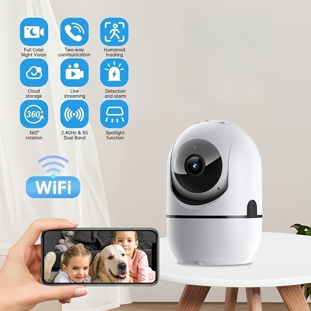 TEMU Indoor Security Camera, Wifi Security Cameras Indoor For Home Security, Pan-tilt Baby Monitor-dog-pet Camera With Phone Sensor & Night Vision.