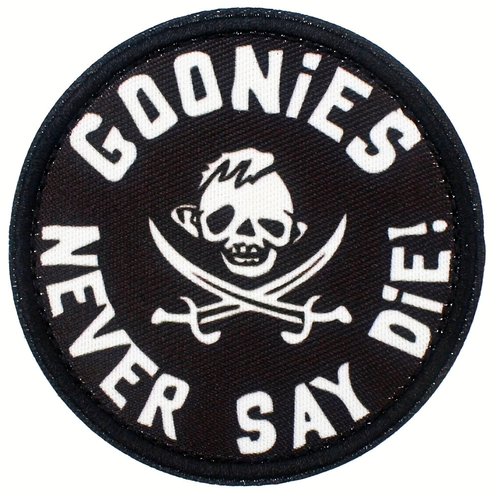 TEMU Goonies Pirate & Patch - Iconic Movie Logo With Iconic 'goonies' Text, Durable Polyester For Backpacks, Jackets, Diy Crafts - Nautical Accessory