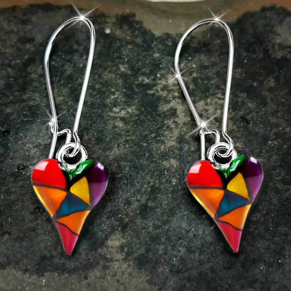 TEMU 2pcs Fashion Earrings, Pendant Earrings, Heart Earrings, Earrings, Colorful Earrings, Matching Earrings, Funky Earrings, Bohemian Earrings,