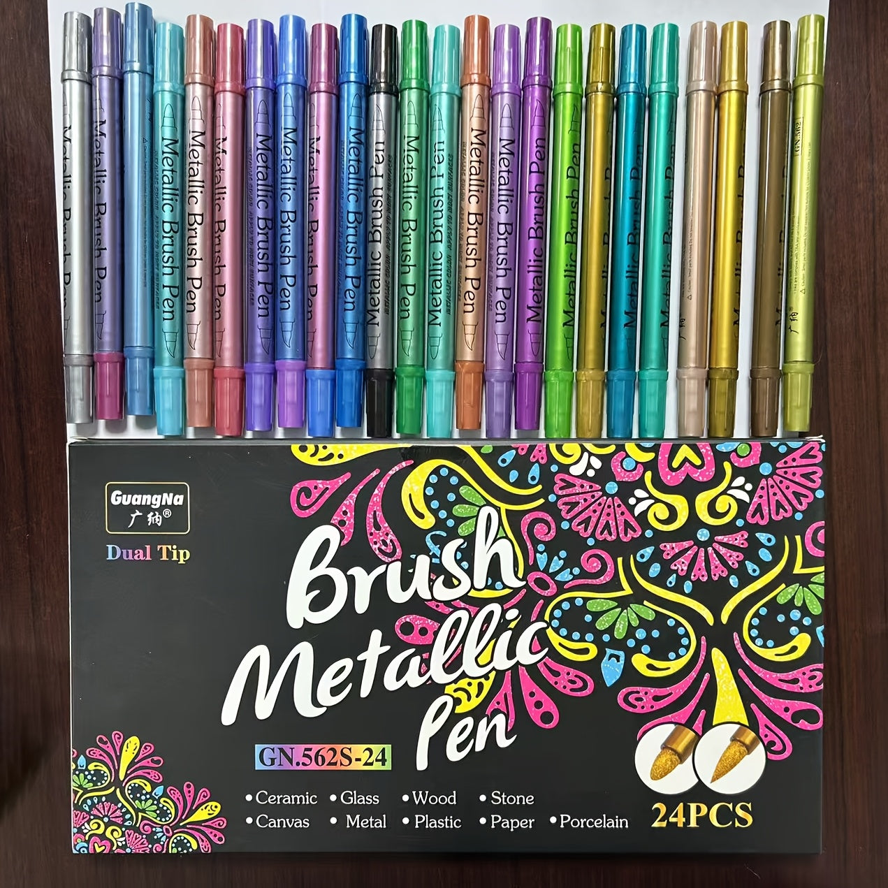 TEMU 24-12 Colors Dual Tip Metallic Marker Pens For Resin Mold Drawing Craft Graffiti Art Supplies School Stationery