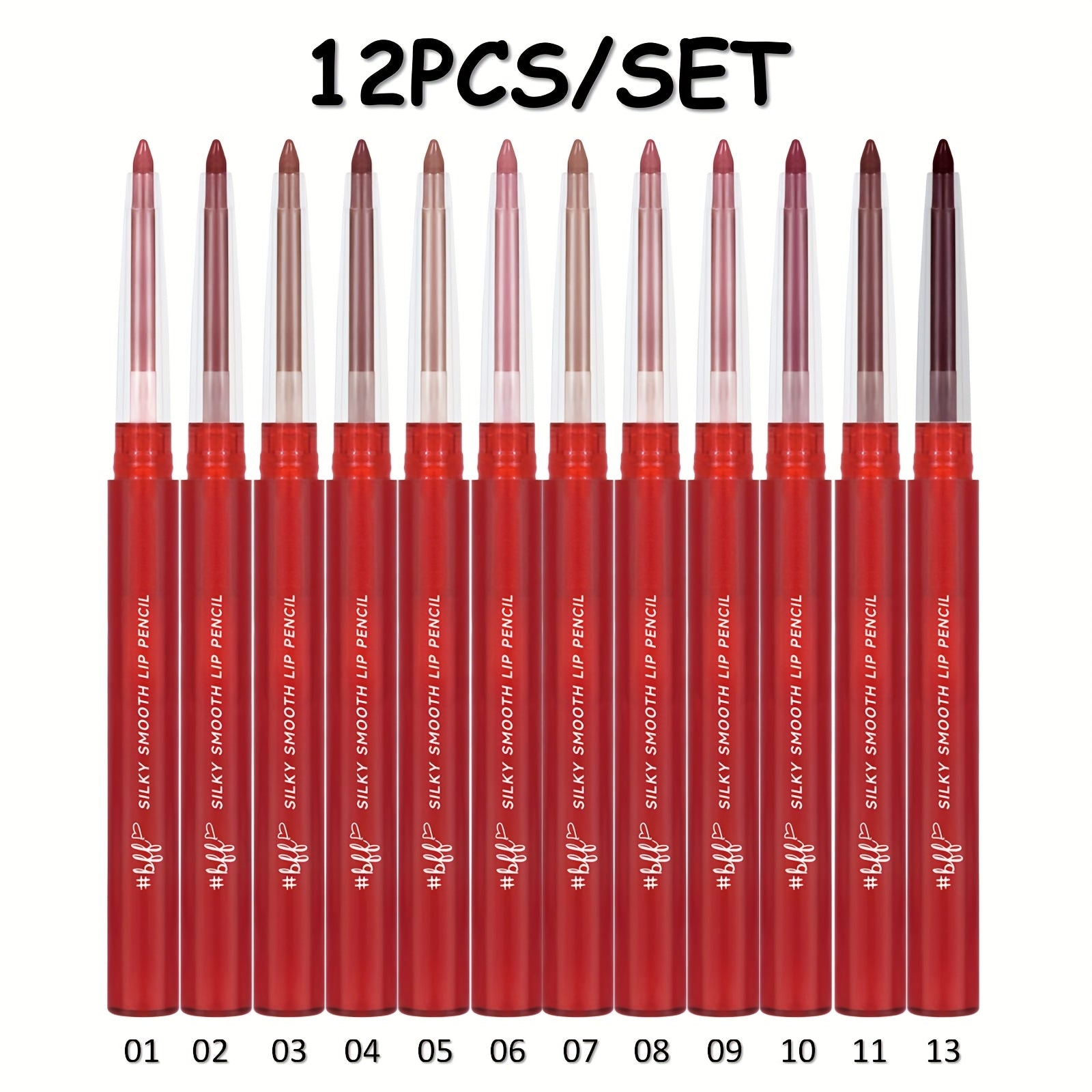 TEMU 12pcs- Set Matte Nude Lipstick Pen Long Lasting Velvet Lipliner Lip Pencil Waterproof Lip Liner Contour Red Lip Makeup For Women
