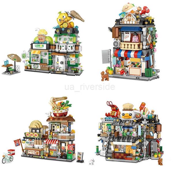 Mini Mini Blocos de Construção Conjunto Chinês Estas Dish Loja Modelo ALDTS Toys Lemon Tea Shop River Snails R Dle Shop Z250120