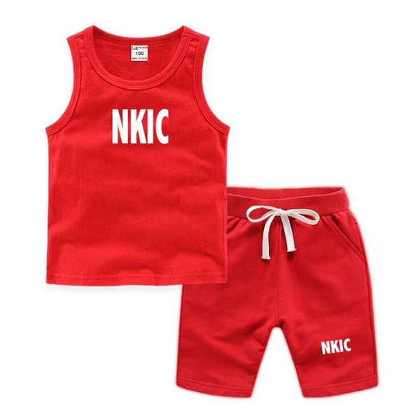 2PCS Children Brand Clothing Vest Suit Children&#039;s Sets Summer 100% Cotton T-Shirts Shorts Boys Girls Sleeveless Kids Clothes for baby