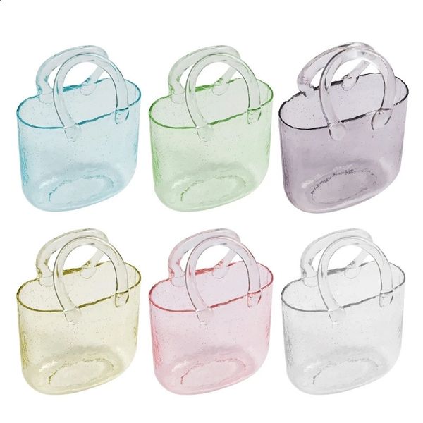 Transparent glass vase fish tank handbag flower desktop center piece for school office bedroom direct transportation 240820