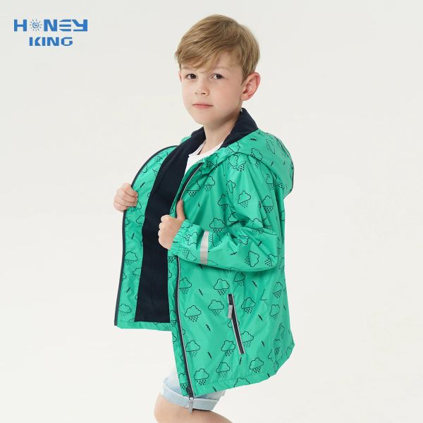 HONEYKING Boy&#039;s Jacket Children Spring&Autumn Outerwear Toddler Outfits Kids Hooded Waterproof Jacket Rain Coats Kids Clothes