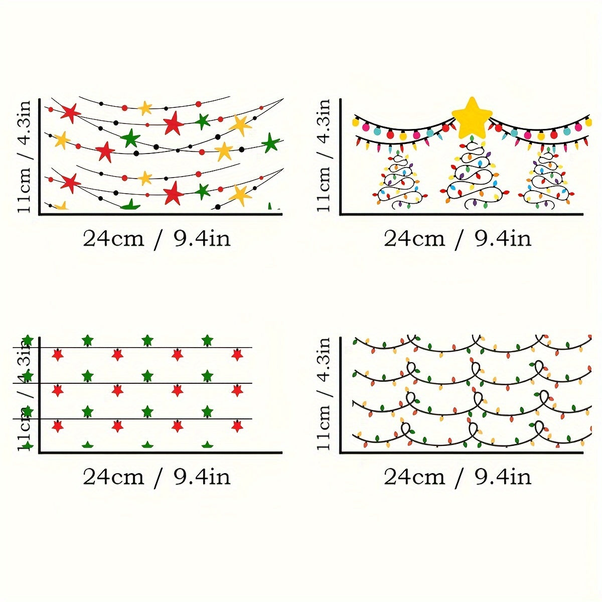 TEMU Christmas Light Garland Uv Dtf Transfer Paper Set - 4-pack, 3d Waterproof, Scratch-resistant Adhesive Wraps For Glassware & Bottles, Easy