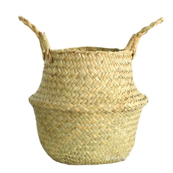 Bamboo Handmade Basket Foldable Multifunctional Laundry Straw Patchwork Wicker Rattan Seagrass Garden Werpot Planter CM