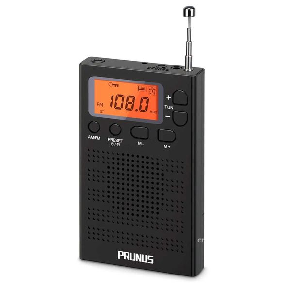 Radio PRUNUS J-125 Portable FM Ra Mini Ras AM Pocket Ra Receiver Stereo Speaker clock walkman Music Player AA batteries Z241106
