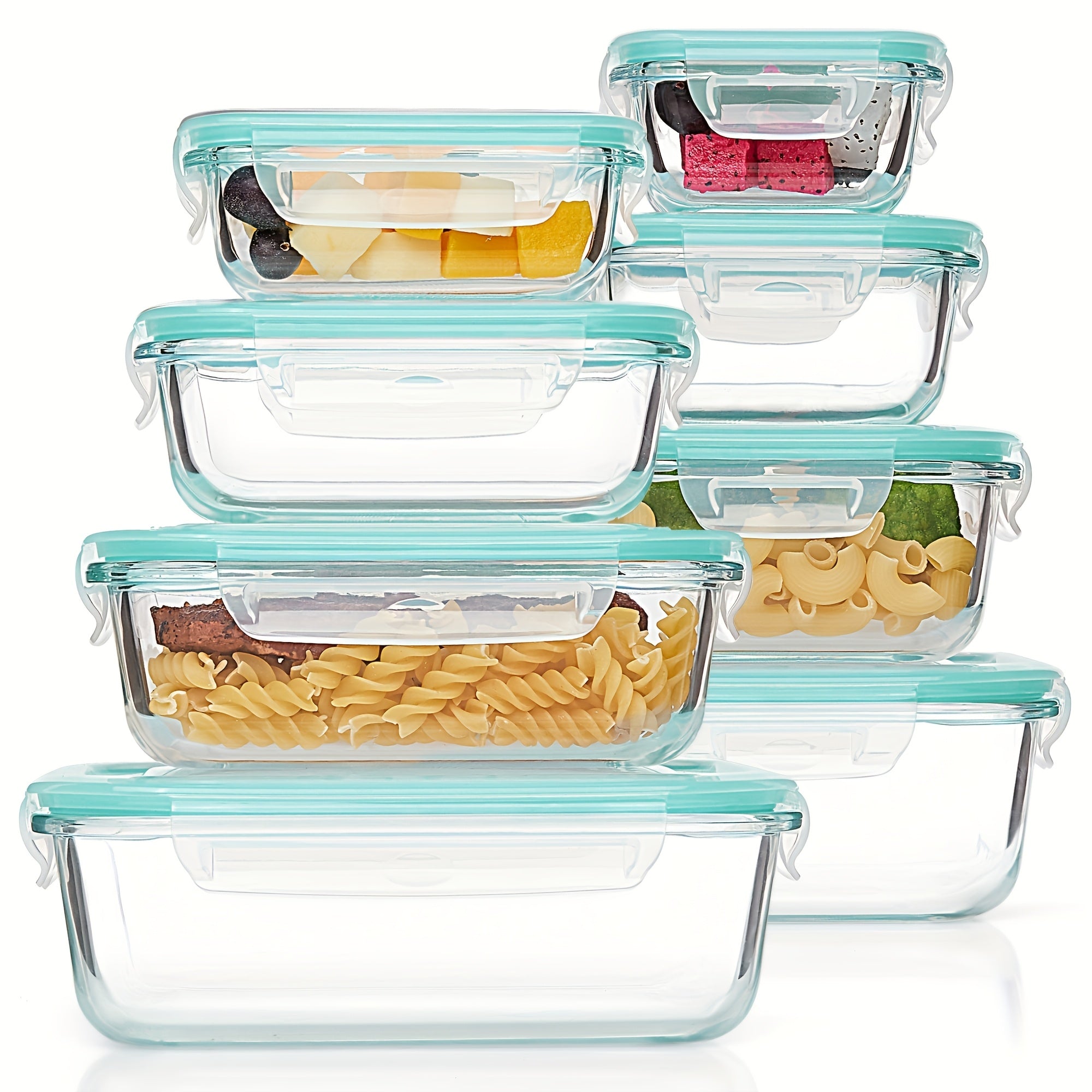 TEMU 16pcs Glass Food Storage Containers - 8 Glass Bowls + 8 Lids, Glass Bowls With Sealed Lids, Bpa Free, Meal Prep Containers, Bento Boxes, Lunch,