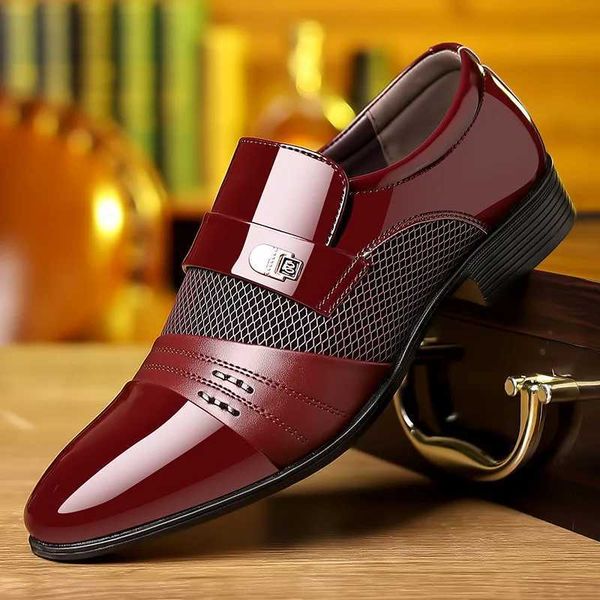 Dress Shoes Classic Business Dress Men Shoes Formal Slip On Dress Shoes Mens Oxfords Footwear Elegent Leather Shoes For Men Loafers Wine Red