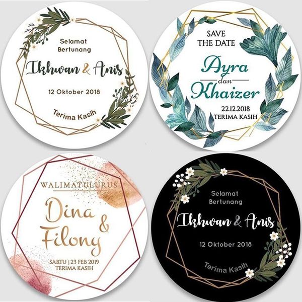 Other Event Party Supplies Personalized wedding sticker embossed invitation label gift box candy with personalized 100 pcs 230808