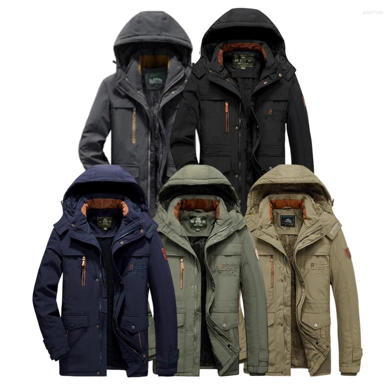 Men&#039;s Down Casual Jackets Streetwear Winter Windproof Leather Coats Warm Outerwear Hooded Sweatshirts Cotton-lined Clothes