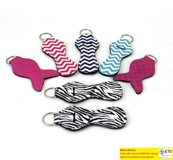 88colors Pattern Printing Chapstick Holder Keychain Handy Lip Balm Neoprene Holder Keychain Pouch For Chapstick Lipstick Novelty