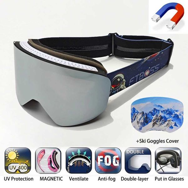 Ski Goggles Ski Goggles Magnetic Ski Goggles Safety Glasses Double Layer Anti Fog All Day Skiing Glasses HD Lenses Ski Equipment Windbreak H