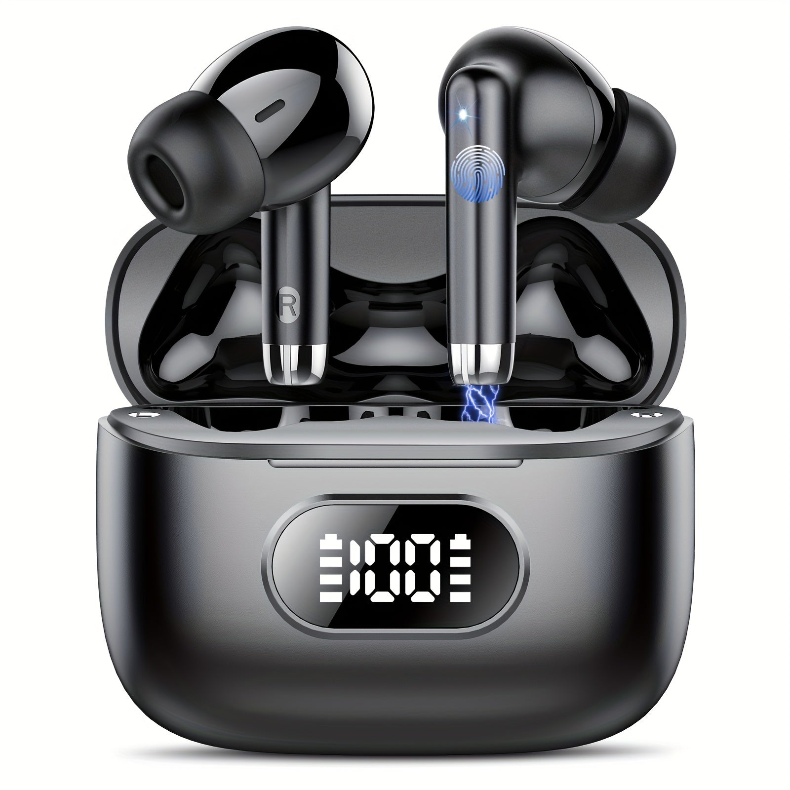TEMU Ikt S25 Wireless Earbuds - Advanced Noise Cancellation, Display, Stereo Bass, Calls - Portable Charging Case, Sweat-resistant For Sports And