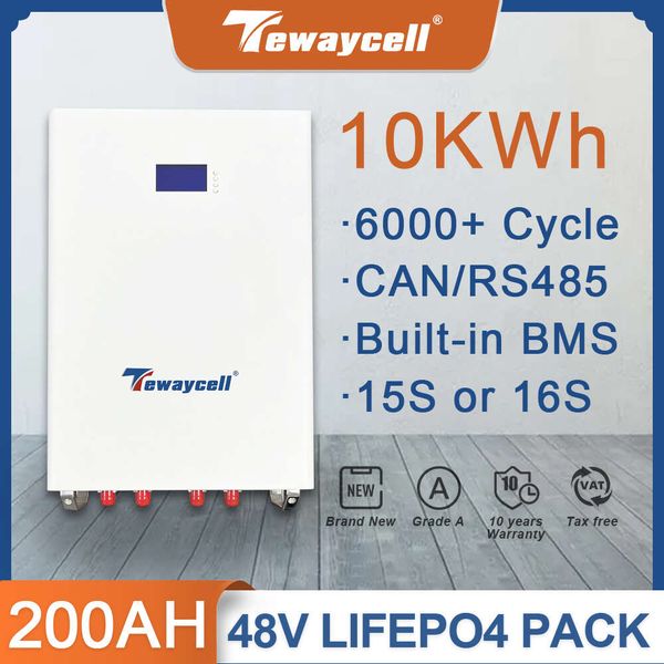 48V 51.2V 200Ah LiFePO4 Battery Pack 10KWh 6000 Cycle Lithium Iron Phosphate Buitl-in BMS 200A CAN RS485 Monitor EU US Tax Free