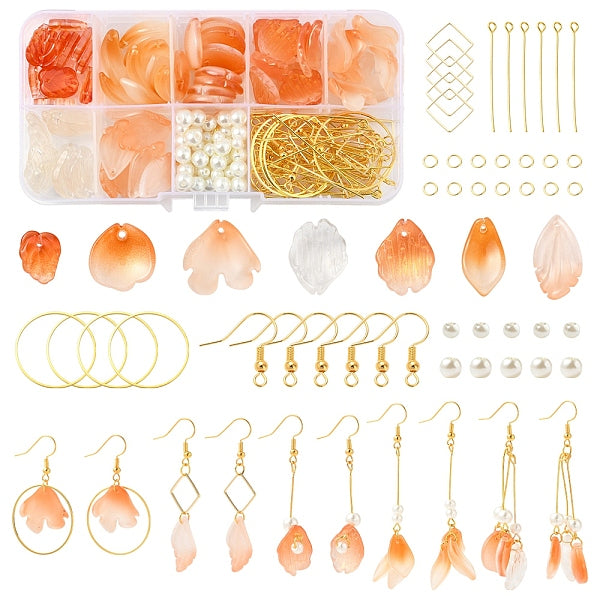 Kits de fabrication de boucles d'oreilles pendantes et perles en verre sur le thème de l'automne