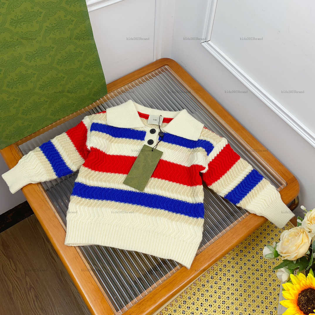 New baby sweater Multicolor stripe design child turtleneck kids designer clothes girls boys hoodie Collar design boy girl Knitted pullover