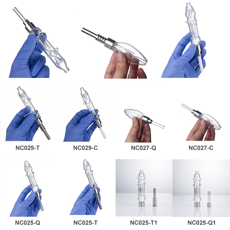 Glassvape666 ZHC013 Nectar Collector Dab Rig Glass Water Bong Ash Catcher Bubbler Air Hole Recycle Spill-Proof Smoking Pipe 510 Titanium Quartz Cera