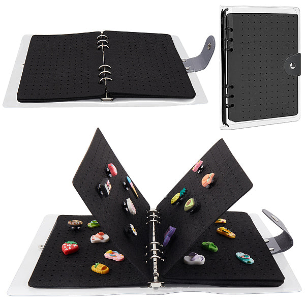 Felt Cloth Brooch Storage Loose-leaf Binder Notebook Albums with PVC Plastic Cover