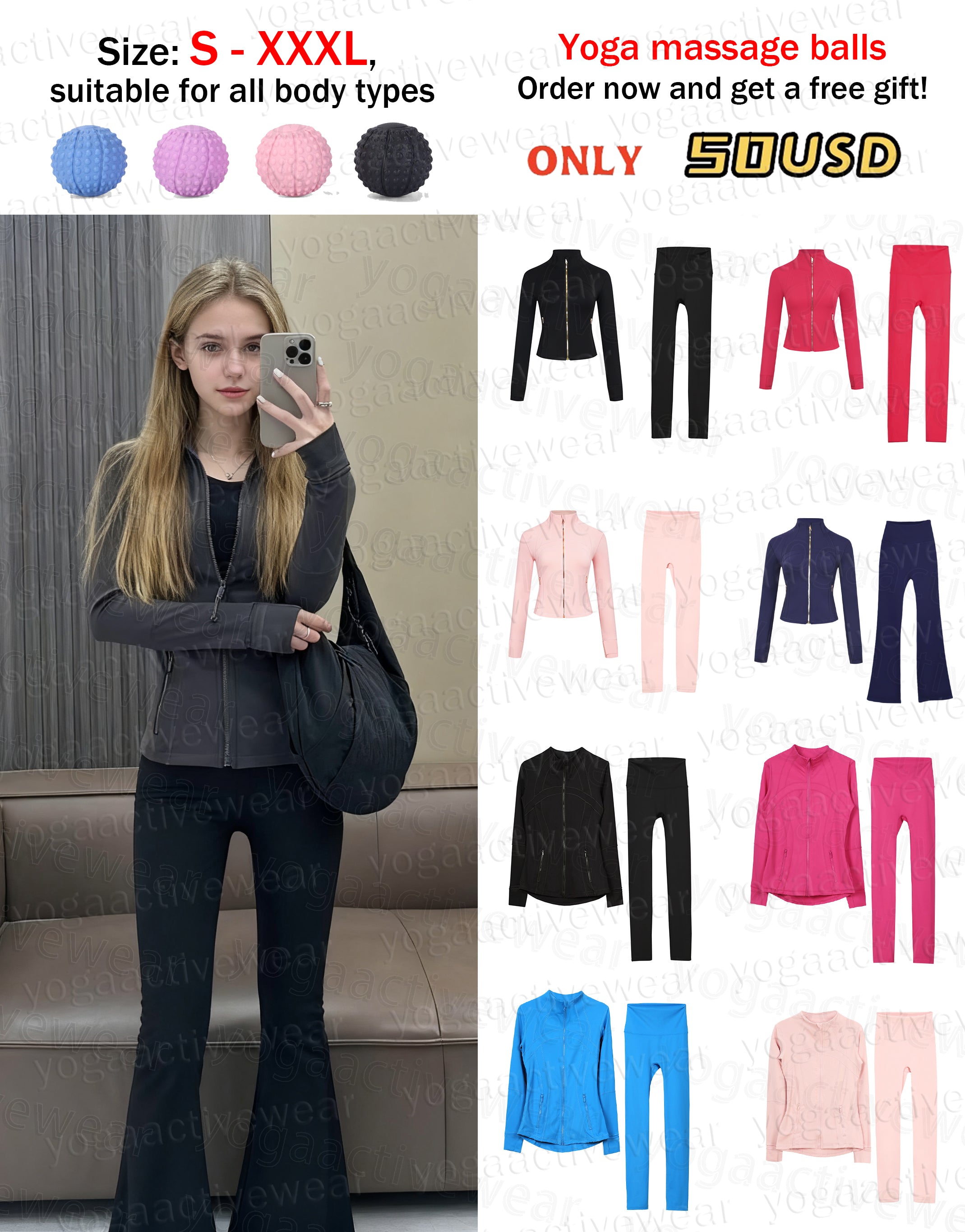 Women Yoga Set Fitness Jacket Leggings Flared Pants Stretch Sports Set Running Training Sportswear S-XXXL Suitable for All Body Types luluity lemoni