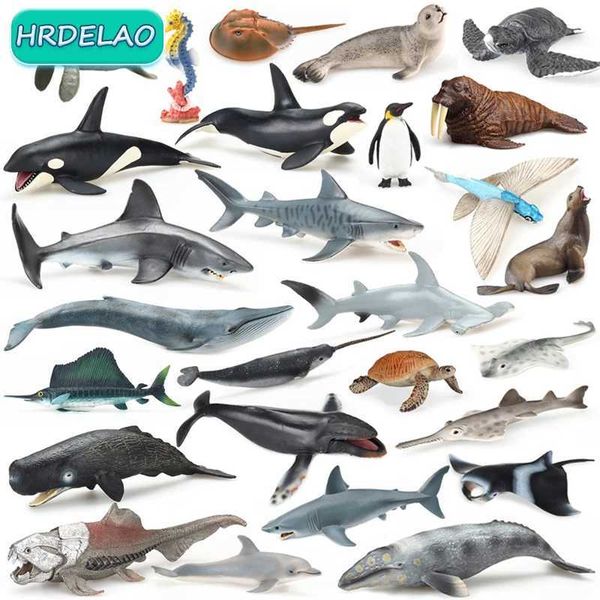 Other Toys HOT Sea Life Animals Megalodon Dolphin Rays Whale Shark Model Action Figures Ocean Aquarium Miniature Education Toy for childrenL