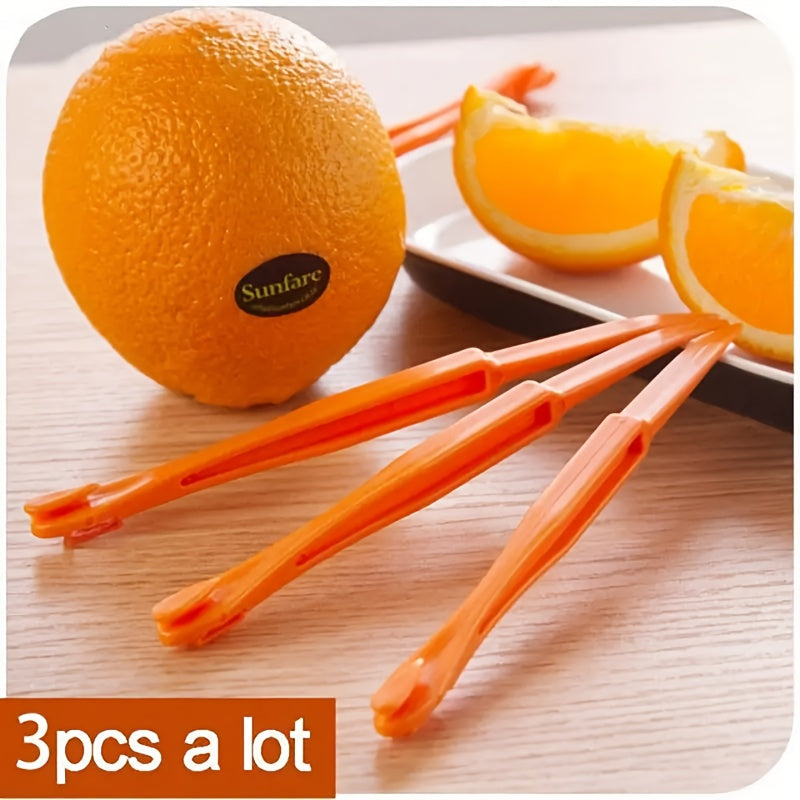 TEMU 3--grip Orange Peelers - Durable Plastic, Food-safe Kitchen Gadgets For Fruits & Vegetables
