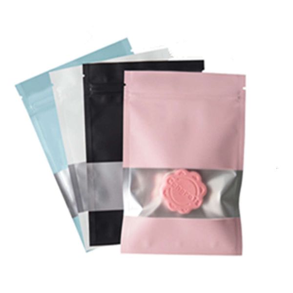 1000Pcs Food Candy Snack Gift Cookies Nuts Resealable Storage Packaging Pouches Zip Lock Mylar Foil Bag With Matte Clear Window