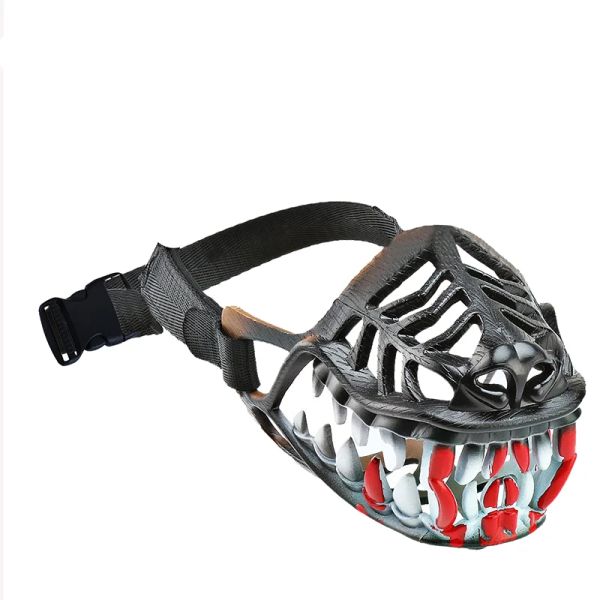 New Halloween Costume Zombie Dog Mask Basket Cage Muzzle Training for Biting Dog Mouth Cover with Teeth for Pitbull Spooky Pup