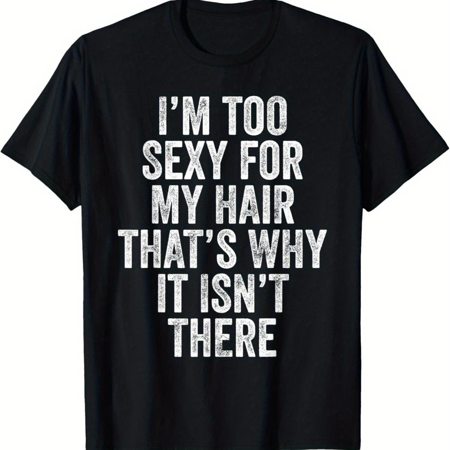 TEMU Casual Attire | Men's "i'm For " Bald Joke T-shirt - Soft Cotton, Crew Neck, Short Sleeve, Humor Tee, Machine Washable