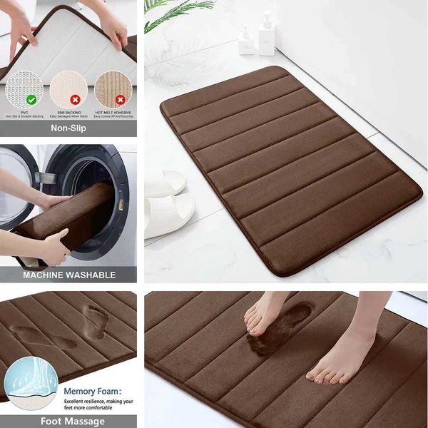 Bath Mats Super absorbent memory foam anti-skid bathroom side floor carpet shower room door toilet mat J241206 J4585