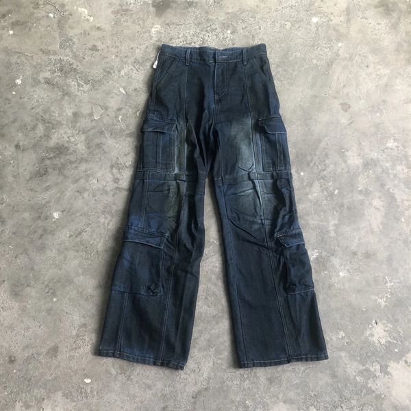 Frog Drift American Style Streetwear Clothing Vintage Cargo Jeans Polícia solta calça calça calça para homens 250117