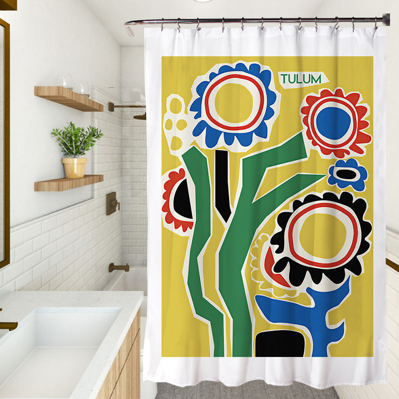 YL-37218 small fresh ins shower curtain bathroom bathroom blocking curtain hand-painted shower curtain factory direct sales wholesale