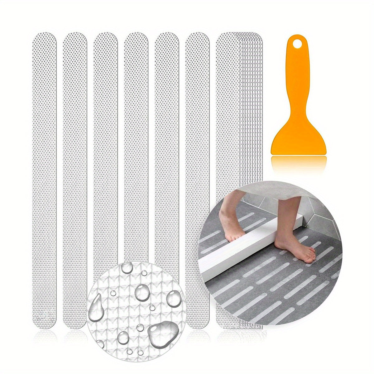 TEMU 24pcs Bathroom Non-slip Stickers, Anti-slip Shower Tread Sticker, Bathroom Non-slip Strip, Safety Bathtub Strips Adhesive Decals, Bathroom