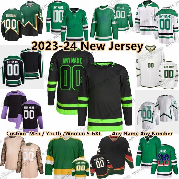 Custom S-6XL 2023-24 Season College Hockey Jersey 91 Tyler Seguin Jamie Benn Ryan Suter Joe Pavelski Jason Robertson Roope Hintz Wyatt Johns